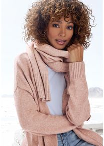 Strickjacke Vivance, Damen, Gr. 44/46, beige meliert, Strick, Obermaterial: 53% Polyester, 37% Polyacryl, 10% Polyamid, meliert, figurumspielend Po-bedeckend, ohne Ausschnitt, Strickjacken Strickjacke, aus kuscheliger Strickqualit&auml;t, Cardigan, Topseller