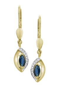 Paar Ohrh&auml;nger Firetti "Schmuck Geschenk Gold 333 Ohrschmuck Patentbrisur Farbstein Edelstein", blau (gelbgoldfarben, wei&szlig;goldfarben, blau, blau), Ohrringe, Damen, 0,02 P2 = erkennbare Einschl&uuml;sse, Diamanten Gelbgold 333, Diamanten, Gelbgold 333, Paar Ohrh&auml;nger, mit Saphir - mit Brillant