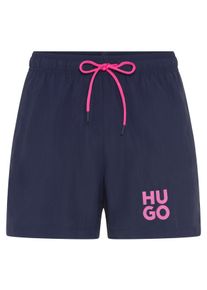Badehose HUGO UNDERWEAR "Paolo", Herren, Gr. L (52), N-Gr, navy 410, Web, Obermaterial: 100% Polyacryl, Badehosen Badehose, mit Stack-Logo, Tunnelzug