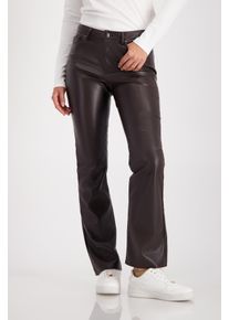 Lederimitathose monari, Damen, Gr. 46, N-Gr, braunie, Web, Obermaterial: 60% Polyurethan, 40% Polyester, unifarben, regular fit kn&ouml;chellang, Hosen Lederimitathose, Regular fit