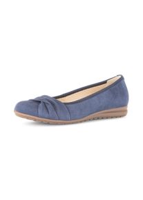 Ballerina Gabor "FLORENZ", Damen, Gr. 35, blau, Ziegenveloursleder, Schuhe Ballerina, Businessschuh, Slipper, Schlupfschuh mit Zierriegel, Weite G (=weit)