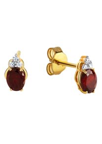 Paar Ohrstecker Firetti "Schmuck Geschenk Silber 925 Ohrschmuck Edelstein Granat", rot (gelbgoldfarben, silberfarben, rot, kristallwei&szlig;, rot, kristallwei&szlig;), Ohrringe, Damen, Silber 925 (Sterlingsilber), Paar Ohrstecker, mit Granat, Zirkonia (synth.)