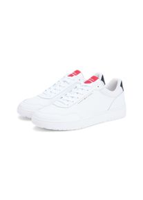 Sneaker Tommy Hilfiger "BASKET CORE LITE LTH", Herren, Gr. 46, wei&szlig;, Leder, Lederimitat, unifarben mit Farbeinsatz, Schuhe Sneaker, Freizeitschuh, Halbschuh, Schn&uuml;rschuh mit Logo an der Schuhzuge