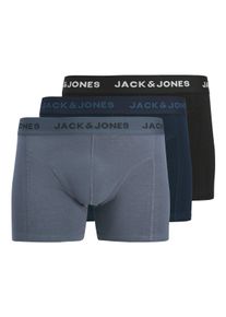 Jack & Jones Trunk JACK & JONES "JACJEREMIAH SOLID TRUNKS 3 PACK", Herren, Gr. XL, 3 Stk., navy blazer pack:schwarz, vintage indigo, Jersey, Obermaterial: 95% Baumwolle, 5% Elasthan, unifarben, bequem, Unterhosen Trunk