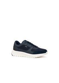 Sneaker Geox "U FLEXTRIDE R", Herren, Gr. 43, blau, Lederimitat, Textil, Veloursleder, Schuhe Sneaker, Halbschuh, Freizeitschuh, Schn&uuml;rschuh mit Logo-Emblem