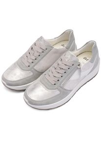 Plateausneaker Ara "NEW YORK", Damen, Gr. 4 (37), hellgrau, wei&szlig;, Glattleder, Veloursleder, kontrastfarbene Details, Schuhe Plateausneaker, Plateau, Freizeitschuh, Halbschuh, Schn&uuml;rer, Kontrastbes&auml;tze, H-Weite