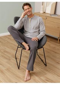 w&auml;schepur Schlafanzug W&Auml;SCHEPUR, Herren, Gr. 44/46, grau, meliert, anthrazit, bedruckt, 100% Baumwolle, Top:88% Baumwolle, 12% Polyester, Unterteil:100% Baumwolle, Homewear-Sets Schlafanzug