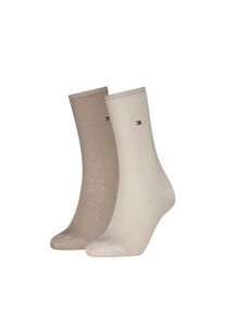 Socken Tommy Hilfiger "TH WOMEN SOCK CASUAL 2P", Damen, Gr. 39-42, sand, Baumwollmischung, Elasthan, Polyamid, elastisch, Socken Socken, mit flacher Zehennaht