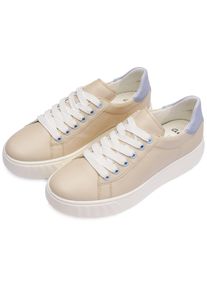 Plateausneaker Ara "MONACO", Damen, Gr. 5 (38), creme, hellblau, Glattleder, unifarben mit Farbeinsatz, Schuhe Plateausneaker, Freizeitschuh, Halbschuh, Schn&uuml;rer mit Kontrastbesatz, H-Weite