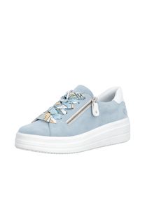 Plateausneaker Remonte, Damen, Gr. 42, hellblau, wei&szlig;, Veloursleder, unifarben mit Farbeinsatz, Schuhe Plateausneaker, Freizeitschuh, Halbschuh, Schn&uuml;rer mit Wechselfu&szlig;bett