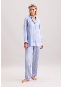 Pyjama Seidensticker, Damen, Gr. 40, blau, 100% Modal, gestreift, Homewear-Sets Pyjama