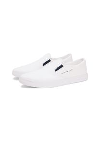 Slip-On Sneaker Tommy Hilfiger "VULC CORE SLIP ON", Damen, Gr. 41, wei&szlig;, Baumwolle, unifarben mit Farbeinsatz, Schuhe Slip-On Sneaker, Freizeitschuh, Halbschuh, Slipper mit seitlichem Logoschriftzug