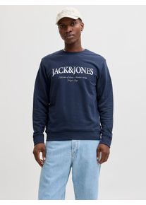 Jack & Jones Sweatshirt JACK & JONES "JJDEVIN DAYTONA PRINT SWEAT CREW NECK", Herren, Gr. M, navy blazer, angeraute Sweatware, Obermaterial: 60% Baumwolle, 40% Polyester, bedruckt, regular fit normal, Rundhals, Rippb&uuml;ndchen, Sweatshirts Sweatshirt