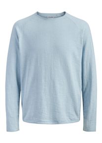 Jack & Jones Strickpullover JACK & JONES "JJBREEZE KNIT CREW NECK", Herren, Gr. S, celestial blau, Strick, Obermaterial: 100% Baumwolle, unifarben, regular fit, Rundhals, Pullover Strickpullover