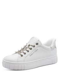 Plateausneaker Marco Tozzi, Damen, Gr. 39, wei&szlig;, Lederimitat, Schuhe Plateausneaker, Freizeitschuh, Halbschuh, Schn&uuml;rschuh mit gepolstertem Schaftrand