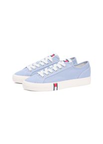 Plateausneaker Tommy Jeans "ARCHIVE Y2K", Damen, Gr. 36, hellblau, Textil, unifarben, Schuhe Plateausneaker, Freizeitschuh, Halbschuh, Schn&uuml;rer im Retro-Look mit Label im Plateau