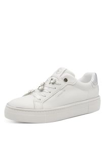 Slip-On Sneaker Tamaris, Damen, Gr. 36, wei&szlig;, silberfarben, Lederimitat, unifarben mit Farbeinsatz, Schuhe Slip-On Sneaker, Freizeitschuh, Halbschuh, Slipper in veganer Verarbeitung