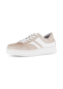 Plateausneaker Gabor "COMO", Damen, Gr. 37, beige, Nappaleder, Veloursleder, Schuhe Plateausneaker, Freizeitschuh, Halbschuh, Schn&uuml;rschuh in K-Weite (=extraweit)