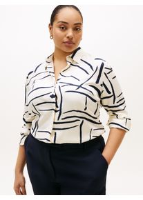 Hemdbluse Tommy Hilfiger Curve "CRV VIS TWILL BUTTON UP SHIRT", Damen, Gr. 54, flag feathers calico, Web, Obermaterial: 100% Viskose, bedruckt, regular fit normal, Manschette, Blusen Hemdbluse, in gro&szlig;en Gr&ouml;&szlig;en