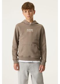 Hoodie Garcia, Jungen, Gr. 128/134, taupe grau, Sweatware, Obermaterial: 80% Baumwolle, 20% Polyester, regular fit taillenbedeckt, Rippb&uuml;ndchen, Sweatshirts Hoodie, mit Print