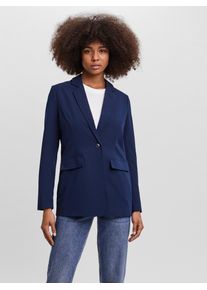 V&eacute;ro Moda Longblazer VERO MODA "VMZELDA LS LOOSE BLAZER NOOS", Damen, Gr. 34, navy blazer, Web, Obermaterial: 78% Polyester, 18% Viskose, 4% Elasthan, unifarben, loose fit Po-bedeckend, tiefer V-Ausschnitt, Blazer Longblazer, l&auml;ssige Form, 1-Knopf Verschluss