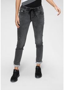 Jogg Pants Kangaroos, Damen, Gr. 48, N-Gr, grau (grau used), Denim/Jeans, Obermaterial: 59% Baumwolle, 40% Polyester, 1% Elasthan, Destroyed-Effekte, figurbetont lang, Jeans Jogg Pants, entspannte Passform