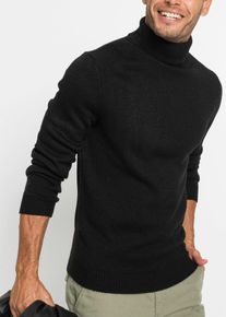 Rollkragenpullover bonprix, Herren, Gr. 56/58 (XL), schwarz, Feinstrick, Obermaterial: 100% Polyacryl, unifarben, regular fit h&uuml;ftbedeckend, Rundhals, Strickb&uuml;ndchen, Pullover Rollkragenpullover, mit Rollkragen, mit Rippb&uuml;ndchen, Regular Fit