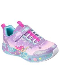 Sneaker Skechers "MERMAID DREAMS LIGHTS", M&auml;dchen, Gr. 32, lavendel, Synthetik, Textil, Glitzer, kontrastfarbene Details, Schuhe Sneaker, Blink,-Klettschuh mit Applikation, Gr&ouml;&szlig;enschablone zum Download