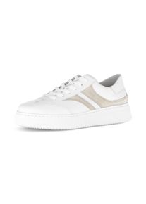 Plateausneaker Gabor "COMO", Damen, Gr. 39, wei&szlig;, Glattleder, Veloursleder, Schuhe Plateausneaker, Freizeitschuh, Halbschuh, Schn&uuml;rschuh in K-Weite (=extraweit)