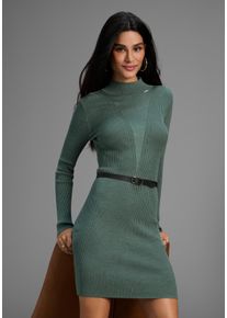 Strickkleid Bruno Banani, Damen, Gr. 48, N-Gr, graugr&uuml;n, Strick, Obermaterial: 70% Viskose, 30% Polyamid, Mesh, unifarben, sehr figurbetont mini, Kleider Strickkleid, in Rippstrick