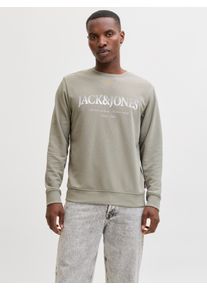 Jack & Jones Sweatshirt JACK & JONES "JJDEVIN DAYTONA PRINT SWEAT CREW NECK", Herren, Gr. XS, vetiver, angeraute Sweatware, Obermaterial: 60% Baumwolle, 40% Polyester, bedruckt, regular fit normal, Rundhals, Rippb&uuml;ndchen, Sweatshirts Sweatshirt