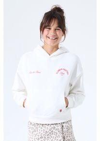 Kapuzensweatshirt Garcia, M&auml;dchen, Gr. 152/158, sanftes wei&szlig;, Sweatware, Obermaterial: 80% Baumwolle, 20% Polyester, bedruckt, bestickt, l&auml;ssig geschnitten h&uuml;ftbedeckend, Rundhals, B&uuml;ndchen, Sweatshirts Kapuzensweatshirt, mit Prints und Stickereien, f&uuml;r Girls