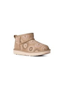 UGG Australia Schlupfboots UGG "CLASSIC ULTRA MINI SUN STITCH", M&auml;dchen, Gr. 1 (32,5), taupe, Veloursleder, Schuhe Schlupfboots, High Top-Sneaker, Flats zum Schlupfen