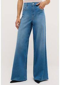 5-Pocket-Jeans Angels "LIVA", Damen, Gr. 46, L&auml;nge 30, light blau used, Denim/Jeans, Obermaterial: 89% Baumwolle, 8% Polyester, 3% Elasthan, unifarben, normal lang, Jeans 5-Pocket-Jeans, mit weitem Bein