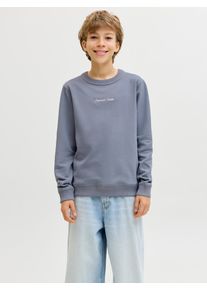 Jack & Jones Sweatshirt JACK & JONES JUNIOR "JORNORREBRO EMB SWEAT CREW NOOS JNR", Jungen, Gr. 152, tradewinds, angeraute Sweatware, Obermaterial: 89% Baumwolle, 11% Polyester, unifarben, relaxed fit normal, Rundhals, Rippb&uuml;ndchen, Sweatshirts Sweatshirt