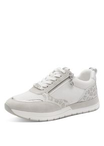 Plateausneaker Tamaris, Damen, Gr. 38, silberfarben kombiniert, Lederimitat, Textil, Schuhe Plateausneaker, Freizeitschuh, Schn&uuml;rschuh, Halbschuh mit Rei&szlig;verschluss au&szlig;en, Topseller