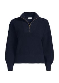 LANDS' END Stehkragenpullover mit Rei&szlig;verschluss DRIFTER, Damen,  Blau, Baumwolle, by Lands' End