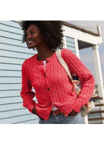 LANDS' END Zopfmuster-Cardigan DRIFTER mit Ballon&auml;rmeln, Damen,  Orange, Baumwolle, by Lands' End