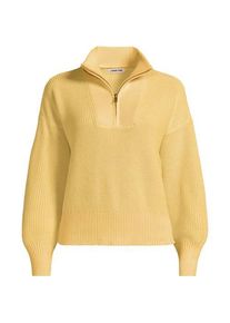 LANDS' END Stehkragenpullover mit Rei&szlig;verschluss DRIFTER, Damen,  Gelb, Baumwolle, by Lands' End