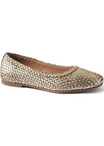 LANDS' END Geflochtene Ballerinas, Damen,  Gelb, Leder, by Lands' End