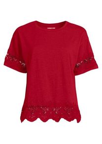 LANDS' END Flammgarn-Shirt mit Bord&uuml;ren, Damen,  Rot, Baumwolle, by Lands' End