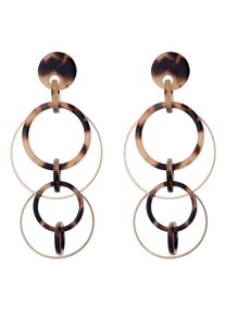 Paar Ohrstecker Firetti "bewegliche Kreise", braun (braun, honigfarben), Ohrringe, Damen, Materialmix, Paar Ohrstecker