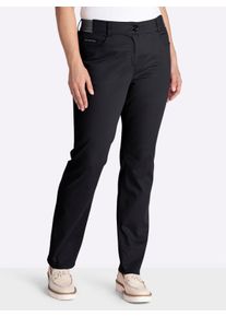 sheego Gro&szlig;e Gr&ouml;&szlig;en 5-Pocket-Hose mit gestreiften Dehnbund-Eins&auml;tzen, schwarz, Gr&ouml;&szlig;e 44 - Damen