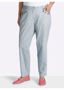 sheego Gro&szlig;e Gr&ouml;&szlig;en Chinohose mit Bl&uuml;tenprints an den Taschen, eisblau-orchidee-bedruckt, Gr&ouml;&szlig;e 44 - Damen