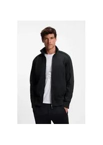 Sweatjacke BOSS Green "Mirror", Herren, Gr. L, schwarz001, Sweatware, Obermaterial: 99% Polyester, 1% Elasthan, unifarben, regular fit normal, hoch geschlossener Ausschnitt, B&uuml;ndchen, Sweatjacken Sweatjacke, Flachstrickkragen, regular fit, Rei&szlig;verschluss, gesteppter Jacquard