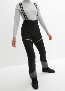 bonprix Funktionshose aus Softshell mit Stretch wasserabweisend, schwarz, Gr.38, Softshell-Hose mit abnehmbaren Hosentr&auml;gern, weich aufgeraute Innenseite, Ski-Hose, Straight Fit, aus Softshell
