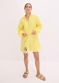 bonprix Kurzes Stufen-Kleid aus Musselin, gelb, Gr.46, Leger und modern, 100% Baumwolle