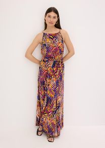 bonprix bedrucktes Jerseykleid, blau, Gr.40/42 (M), floral bedrucktes Jerseykleid in Maxil&auml;nge mit Bindeband-Verschluss hinten am Ausschnitt