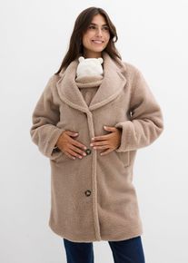 bonprix 2-in-1 Umstandsmantel mit Trageeinsatz, braun, Gr.48, Kuscheliger Umstandsmantel aus Teddyfleece mit Babyeinsatz