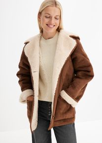 bonprix Shearling Jacke mit Kapuze, braun, Gr.38, L&auml;ssige Shearling Jacke mit Taschen und Kapuze